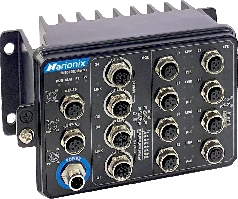 12-портовые промышленные настенные Ethernet коммутаторы 3 уровня с функцией PoE Narionix TNS5800D