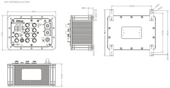 10-портовый управляемый гигабитный водонепроницаемый промышленный Ethernet коммутатор ORing TGPS-W9082GF-MM-M12X-QS-MV-IP54
