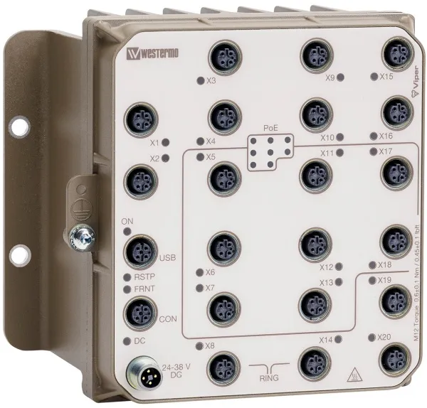 Промышленные управляемые 20-портовые коммутаторы с поддержкой PoE Westermo Viper-120A