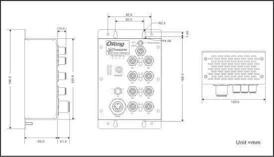 Промышленные коммутаторы неуправляемые 8-ми портовые Gigabit Ethernet с поддержкой PoE ORing TGPS-1080-M12-24V