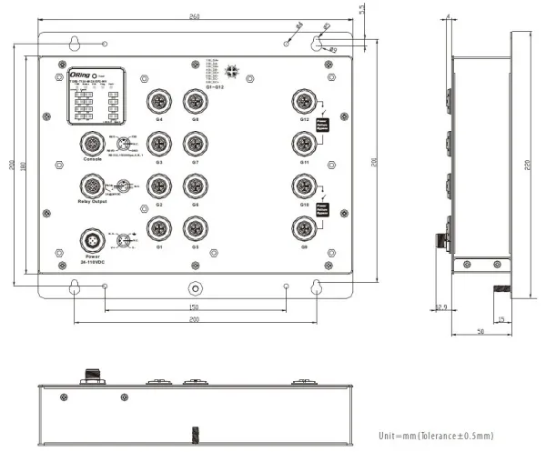Промышленный управляемый 12-портовый коммутатор ORing TGRS-T120-M12X-BP2-WV