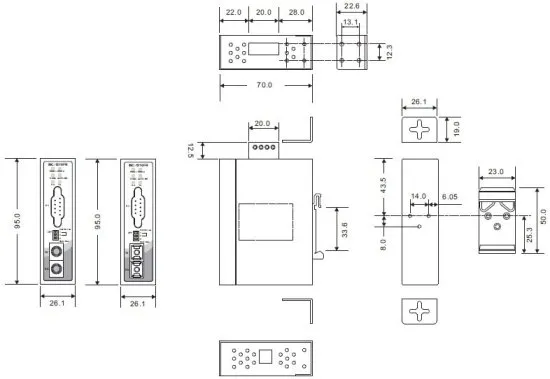 Однопортовые промышленные медиаконвертеры RS-232/422/485 в оптоволокно ORing ISC-1310FR