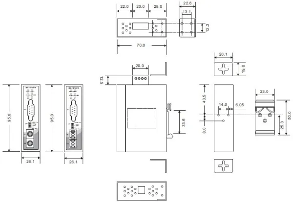Однопортовые промышленные медиаконвертеры RS-232/422/485 в оптоволокно ORing ISC-1310FR
