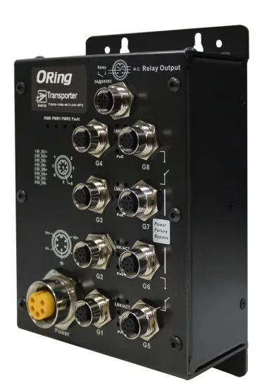 Промышленные коммутаторы неуправляемые 8-ми портовые Gigabit Ethernet с поддержкой PoE ORing TGPS-1080-M12-24V
