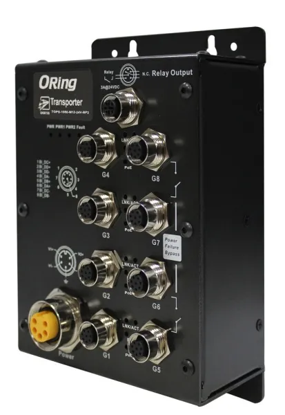 Промышленные коммутаторы неуправляемые 8-ми портовые Gigabit Ethernet с поддержкой PoE ORing TGPS-1080-M12-24V