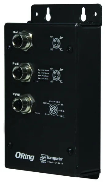 Промышленные PoE-инжекторы 1-портовые ORing TINJ-101(GT)-M12