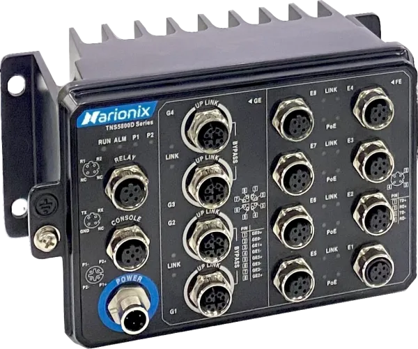 12-портовые промышленные настенные Ethernet коммутаторы 3 уровня с функцией PoE Narionix TNS5800D