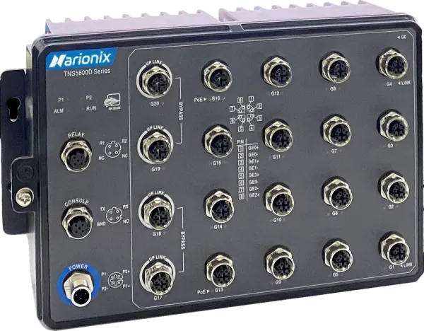 20-портовые промышленные настенные Ethernet коммутаторы 3 уровня с функцией PoE Narionix TNS5800D