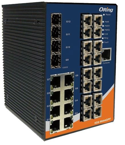Промышленные коммутаторы 20-портовые управляемые Gigabit Ethernet ORing IGS-9848GPF(X)
