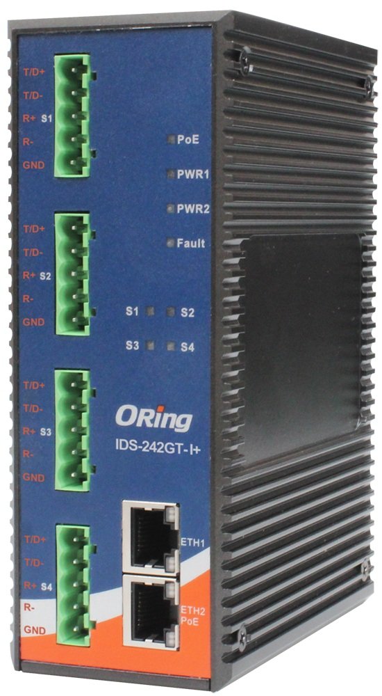 Серверы последовательного интерфейса промышленного класса RS-422/485 ORing IDS-242GT-I+