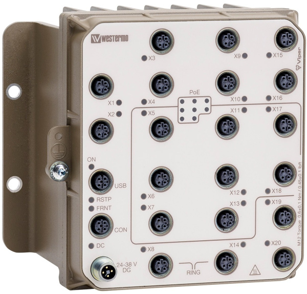 Промышленные управляемые 20-портовые коммутаторы с поддержкой PoE Westermo Viper-120A