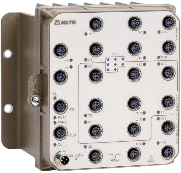 Промышленные управляемые 20-портовые коммутаторы с поддержкой PoE Westermo Viper-120A