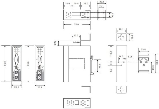 Однопортовые промышленные медиаконвертеры RS-232/422/485 в оптоволокно ORing ISC-1310FR