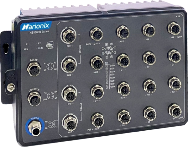 20-портовые промышленные настенные Ethernet коммутаторы 3 уровня с функцией PoE Narionix TNS5800D